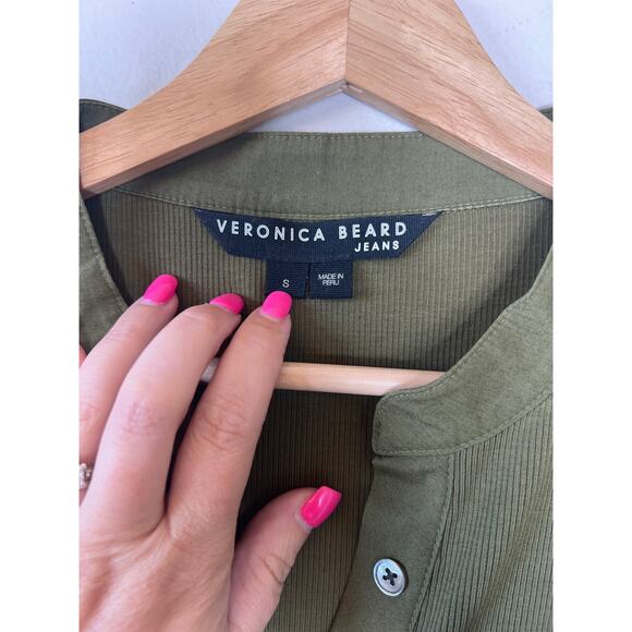 NEW Veronica Beard Coralee High Volume Poplin Puff Sleeve Top Green Size: Small - Picture 4 of 7